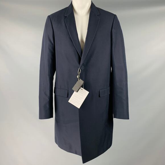 CALVIN KLEIN COLLECTION Size 40 Navy Cotton Blend Coat - Picture 1 of 9